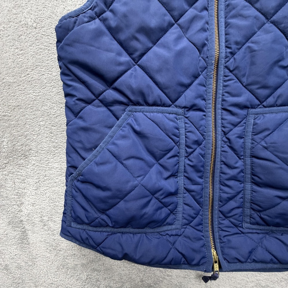 J.Crew Vest Womens Small Blue Quilted‎ Puffer Full Zip Pockets Fall Winter - Picture 5 of 15